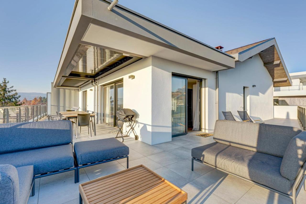 Serenity - 3 Bedroom Top Floor Apartment Parking & Lake View Terrace Annecy Dış mekan fotoğraf